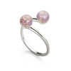 NOGU RINGS collection sterling silver open ring with lavender resin spheres and rose gold fleck accents.