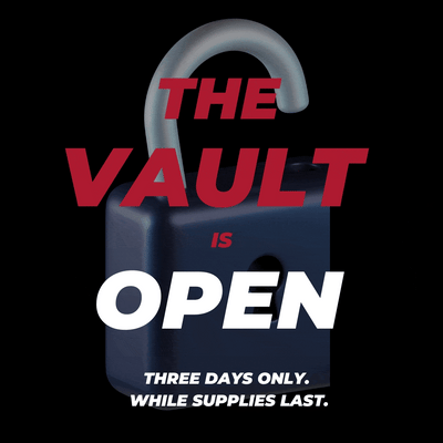 NOGU Private Vault Collection graphic with a dark navy padlock announcing the vault is open for three days only.