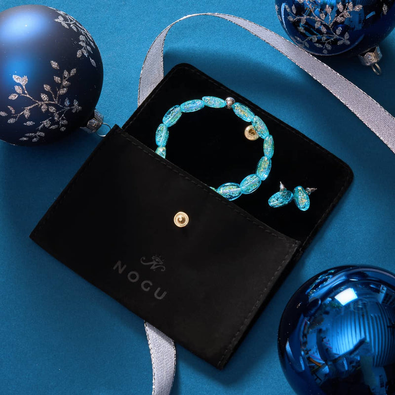 Turquoise | .925 Sterling Silver | Firework Glass Pebble Bracelet