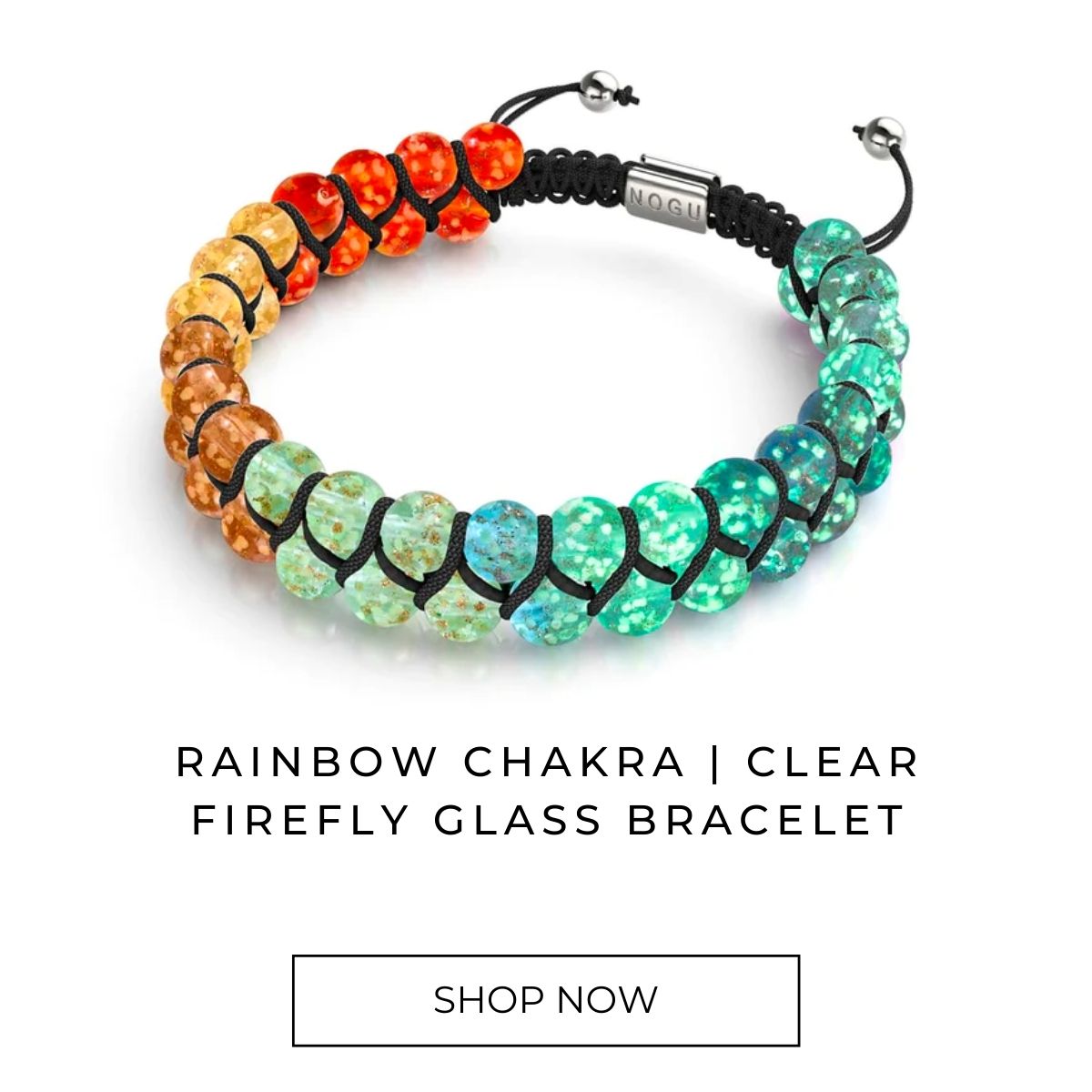 Rainbow Chakra | Clear Firefly Glass Bracelet