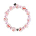 Pink Peony Firefly Glass Bloom & Silver Foil Bracelet
