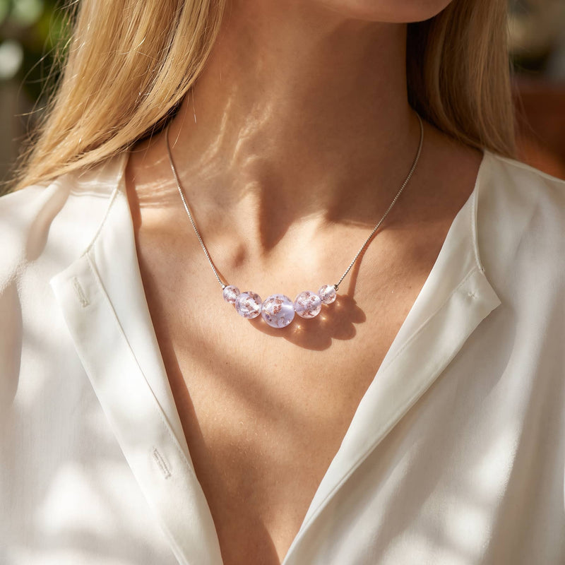 Lilac | .925 Sterling Silver | Firefly Glass Infinity Clasp Necklace