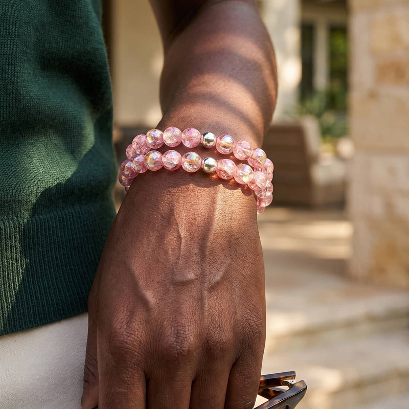 Méringue magenta | .925 Argent sterling | Bracelet en verre bulle