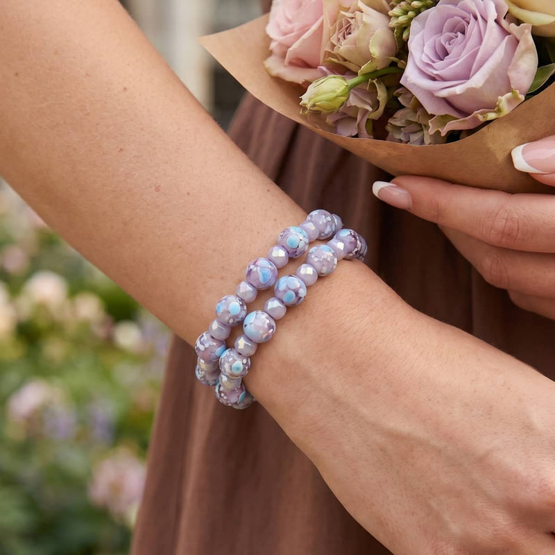 Orchidée violette | Argent sterling 925 | Bracelet en verre Firefly