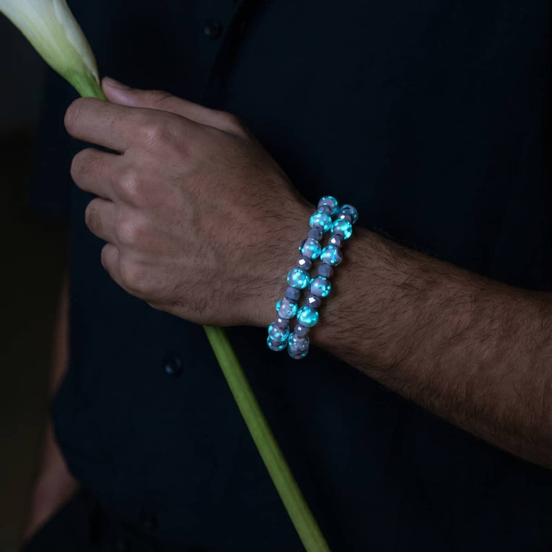 Orchidée violette | Argent sterling 925 | Bracelet en verre Firefly