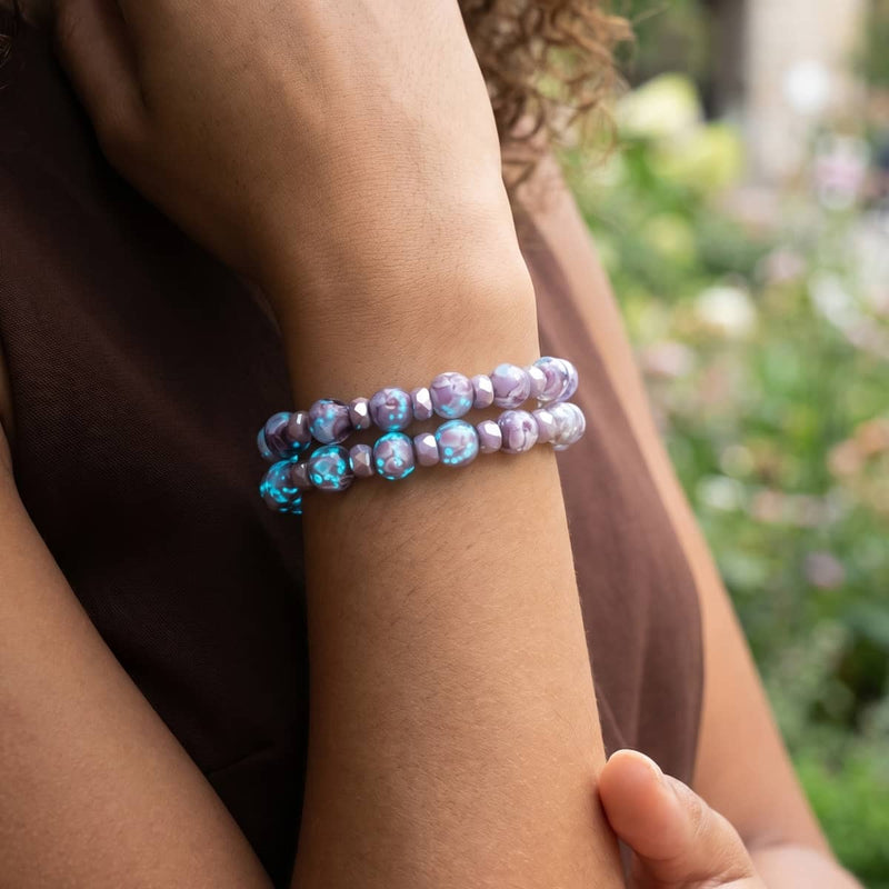Orchidée violette | Argent sterling 925 | Bracelet en verre Firefly