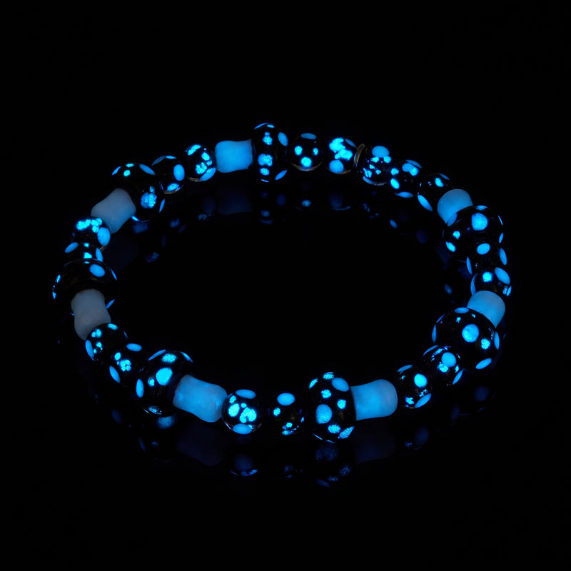 Neon Noir | .925 Argent Sterling | Bracelet Deluxe Firefly Glass Champignon