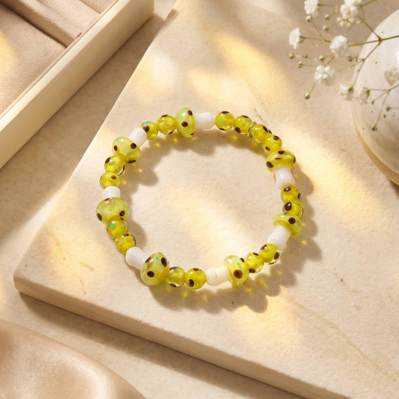 Citron électrique | .925 Argent sterling | Bracelet champignon Deluxe Firefly Glass