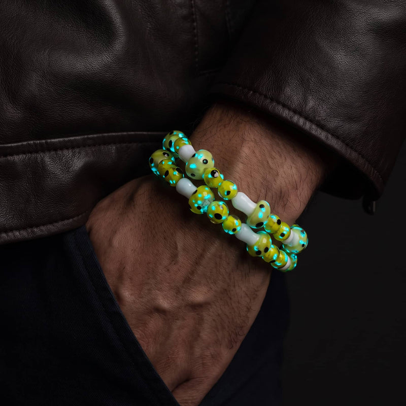 Citron électrique | .925 Argent sterling | Bracelet champignon Deluxe Firefly Glass
