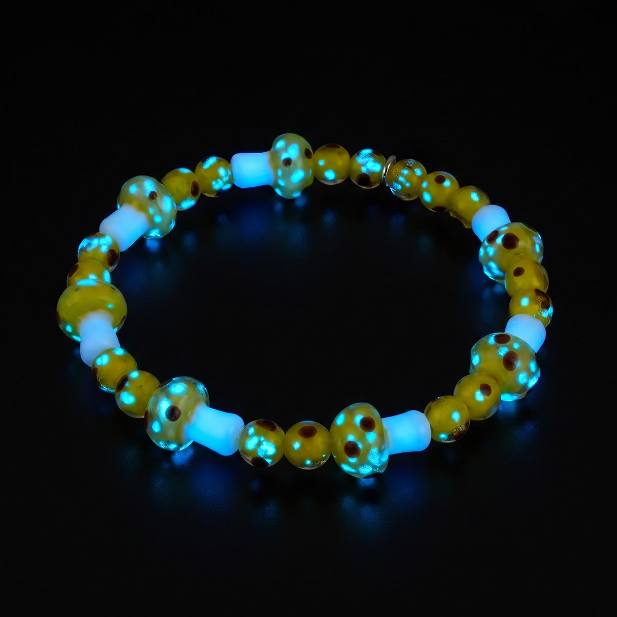 Citron électrique | .925 Argent sterling | Bracelet champignon Deluxe Firefly Glass