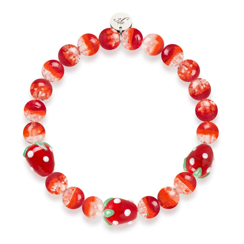Red Strawberry Fields | .925 Sterling Silver | Firefly Glass Berry Bracelet