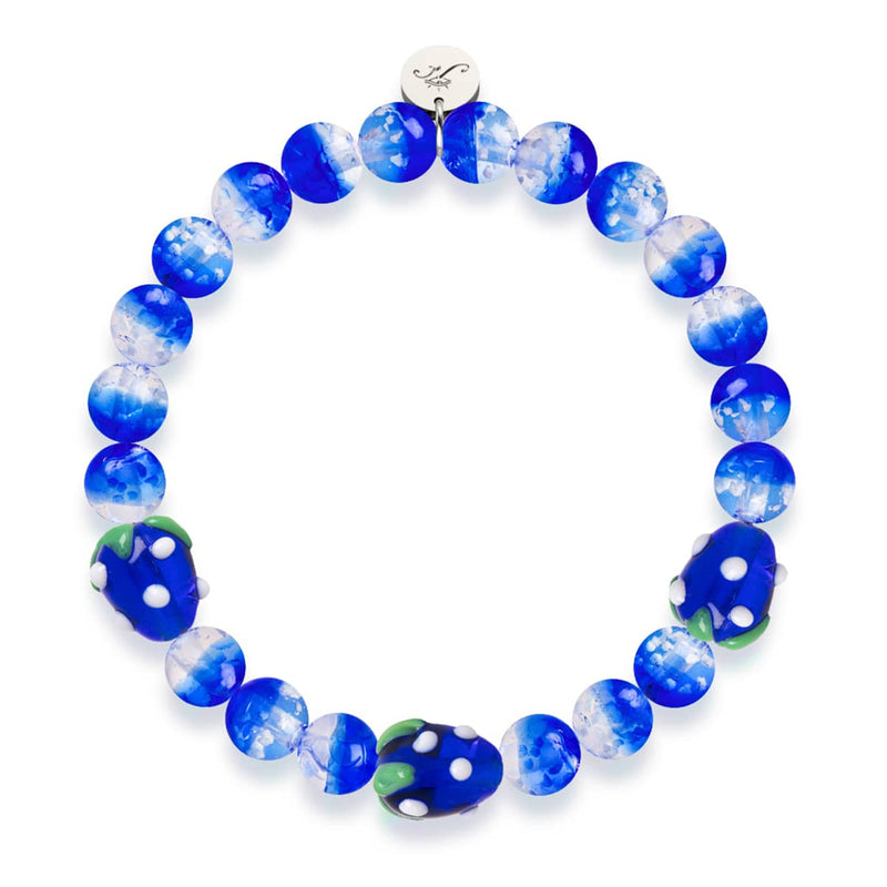 Blue Strawberry Fields | .925 Sterling Silver | Firefly Glass Berry Bracelet
