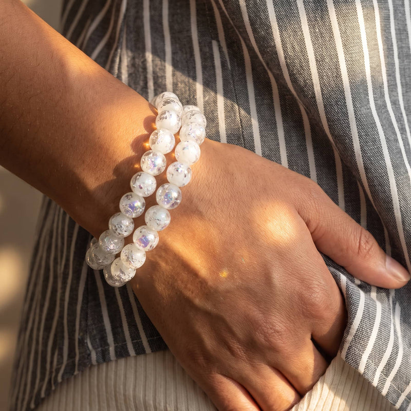 Blanc arc-en-ciel | .925 Argent sterling | Firework Glass Bracelet