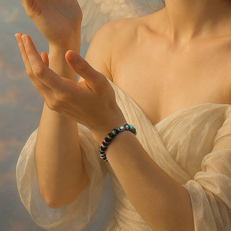 Liquorice Eclipse | .925 Sterling Silver | Lunar Glass Bracelet