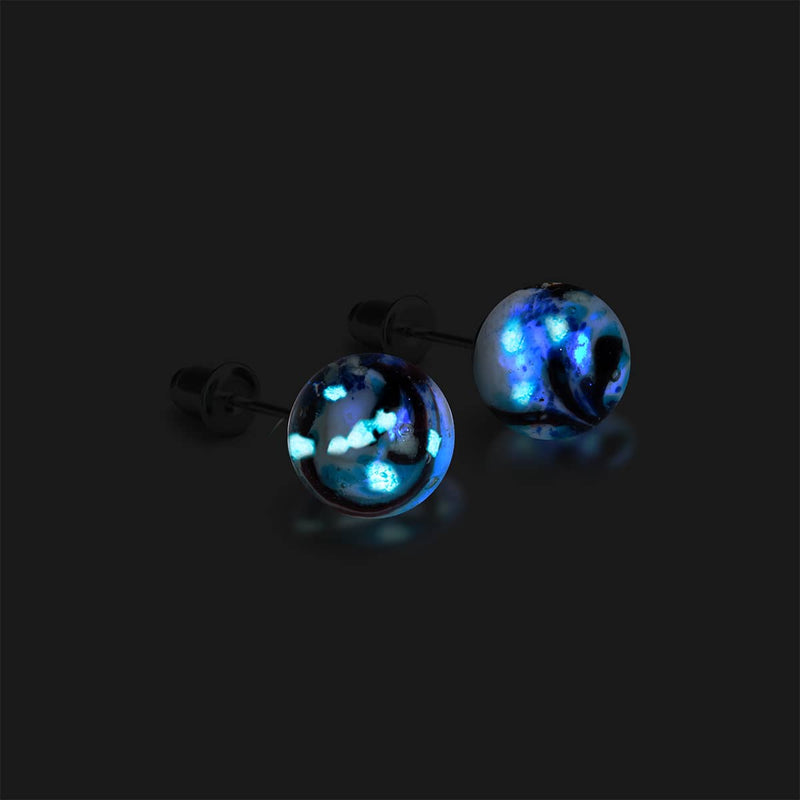 Blue Period | .925 Sterling Silver | Picasso Firefly Glass Diamonds Stud Earrings