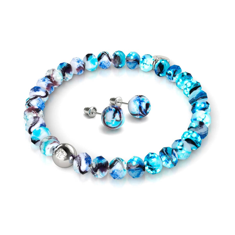Blue Period Picasso Firefly Glass Bracelet & Earring Set