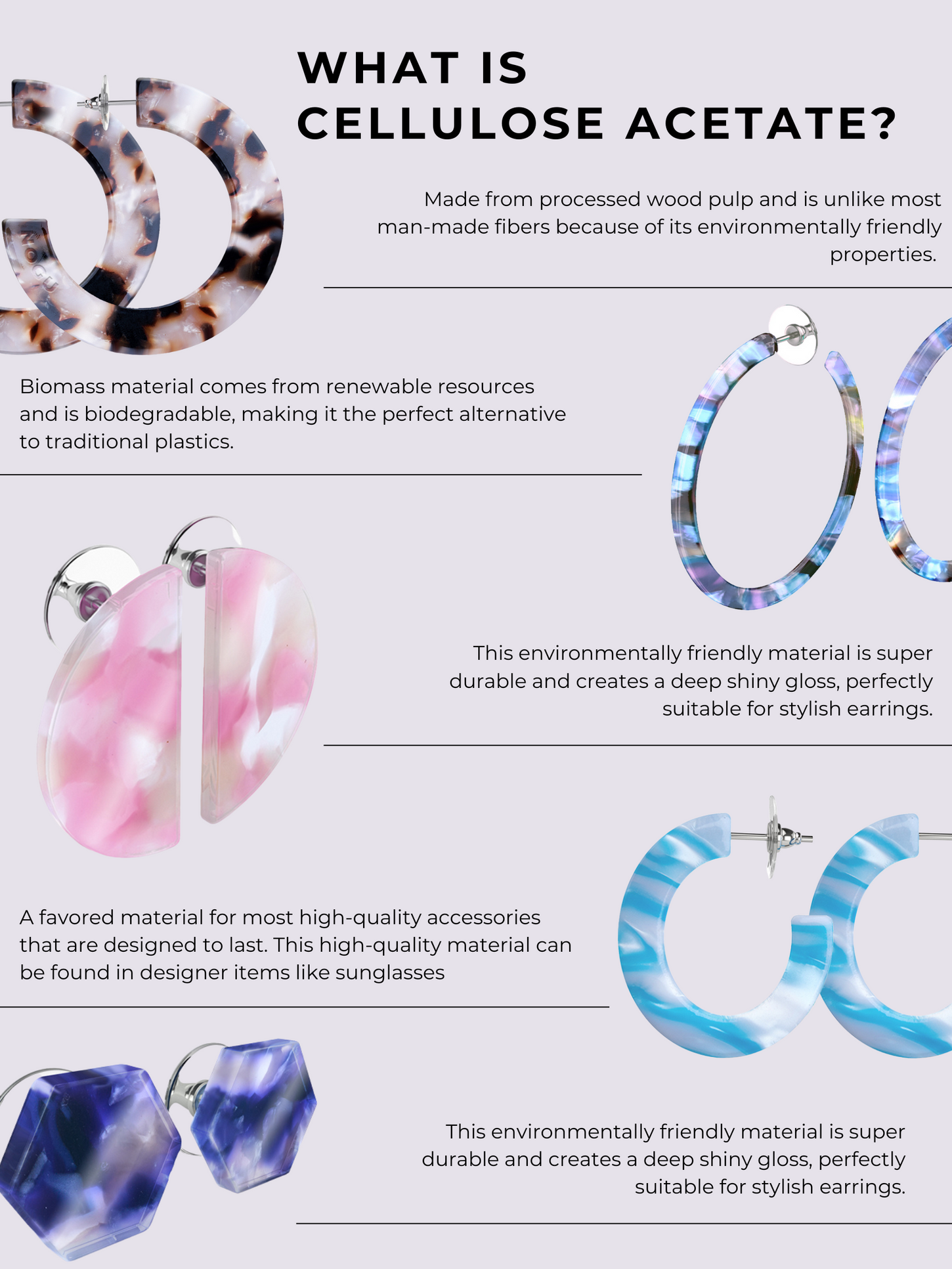 BOUCLES D'OREILLES EN ACÉTATE DE CELLULOSE