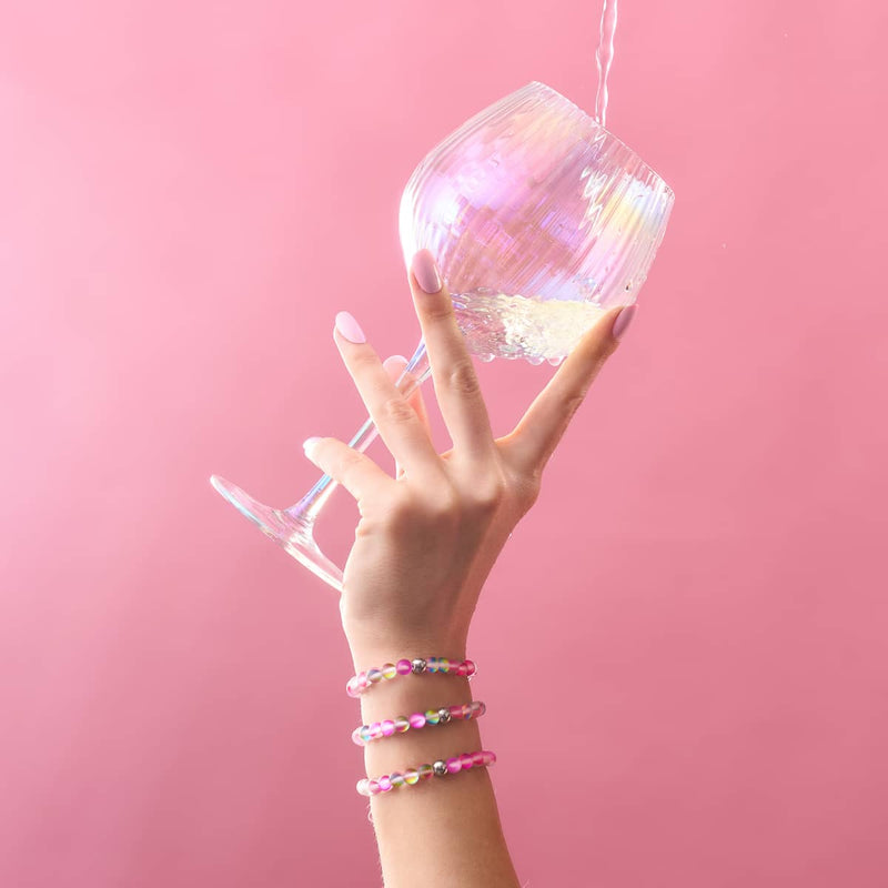Pink Lemonade | Silver | Mermaid Glass Bead Bracelet