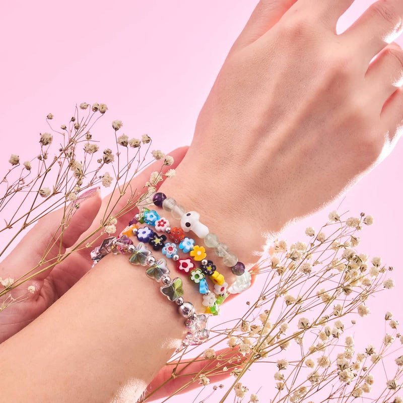 Bracelet en fluorite | Argent sterling 925 | Pierre précieuse en forme de champignon en verre Firefly