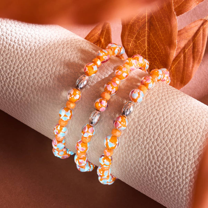 Orchidée orange | Argent sterling 925 | Bracelet en verre Firefly Blossom