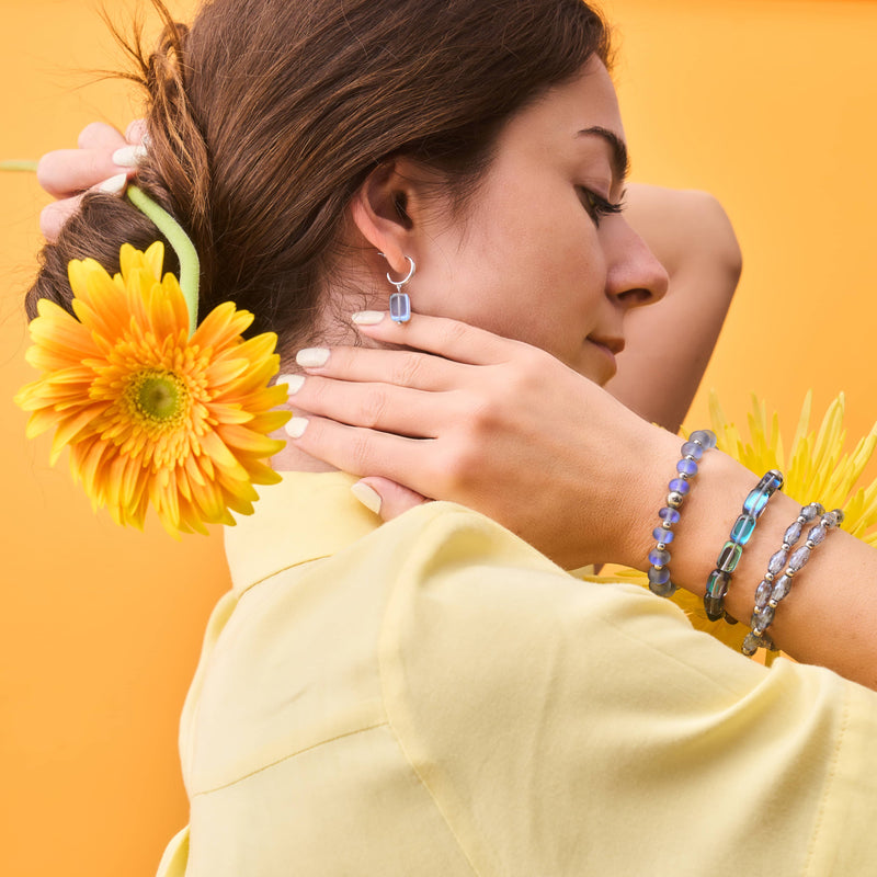 Bracelet Macaron en Verre Sirène Gris | Argent
