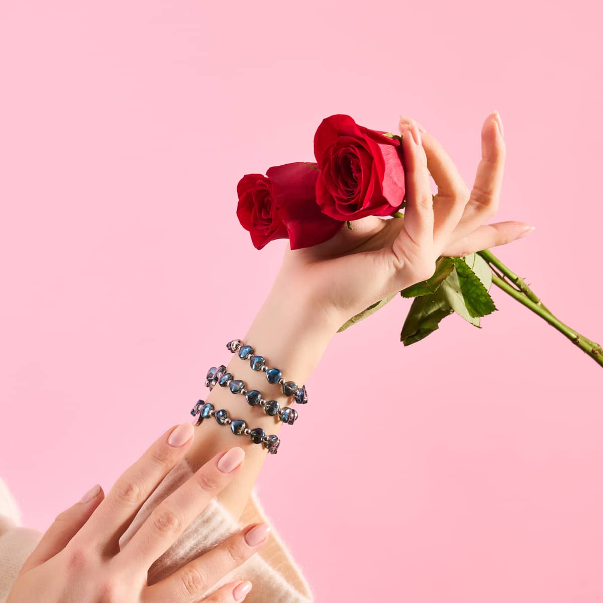 Bracelet Amour Bleu | Cœurs Infinis