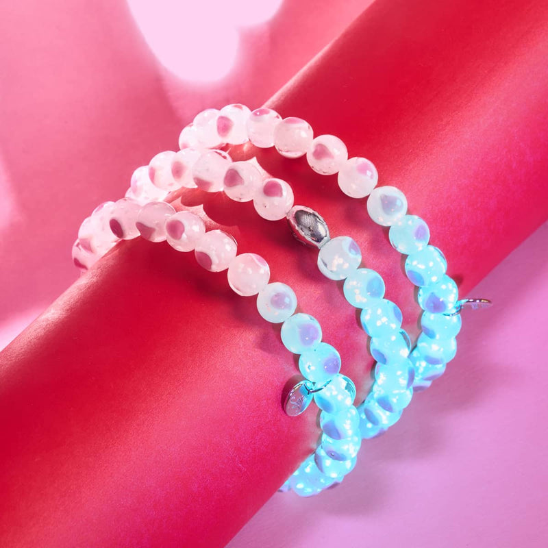 White x Pink | .925 Sterling Silver | Firefly Glass Love Bracelet
