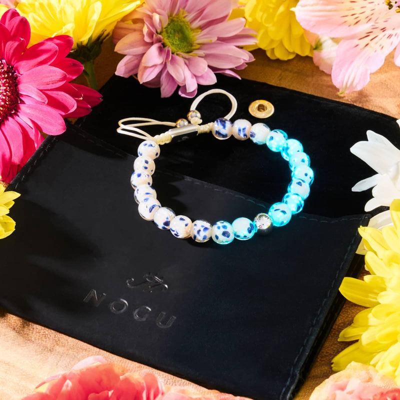 Vagues étoilées | Argent | Bracelet en macramé en verre Firefly