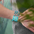Bracelet Love en verre Firefly en argent sterling 925 bleu sarcelle x rose