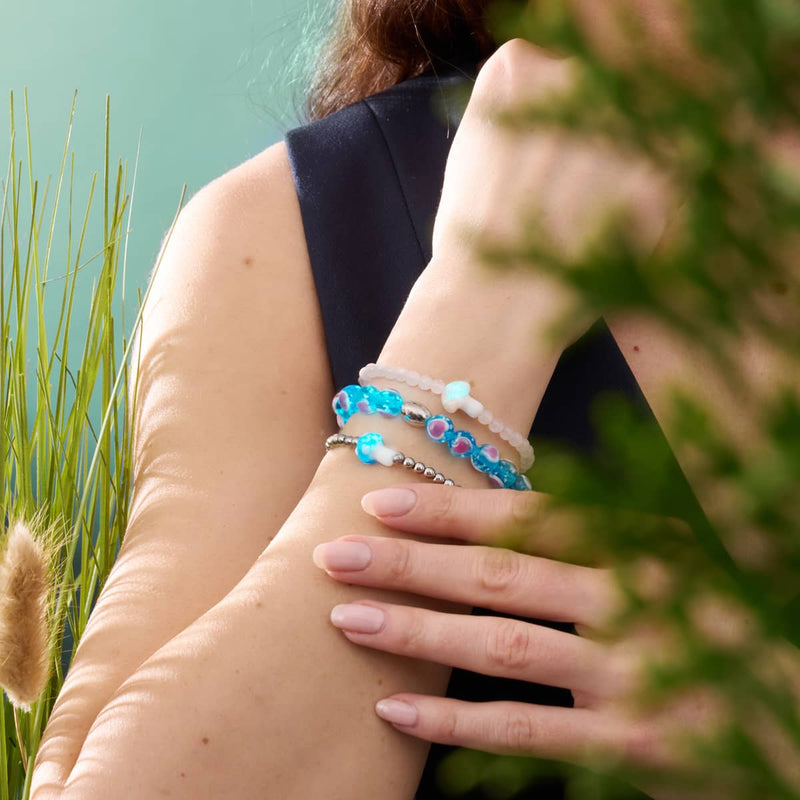 Bracelet Love en verre Firefly en argent sterling 925 bleu x rose