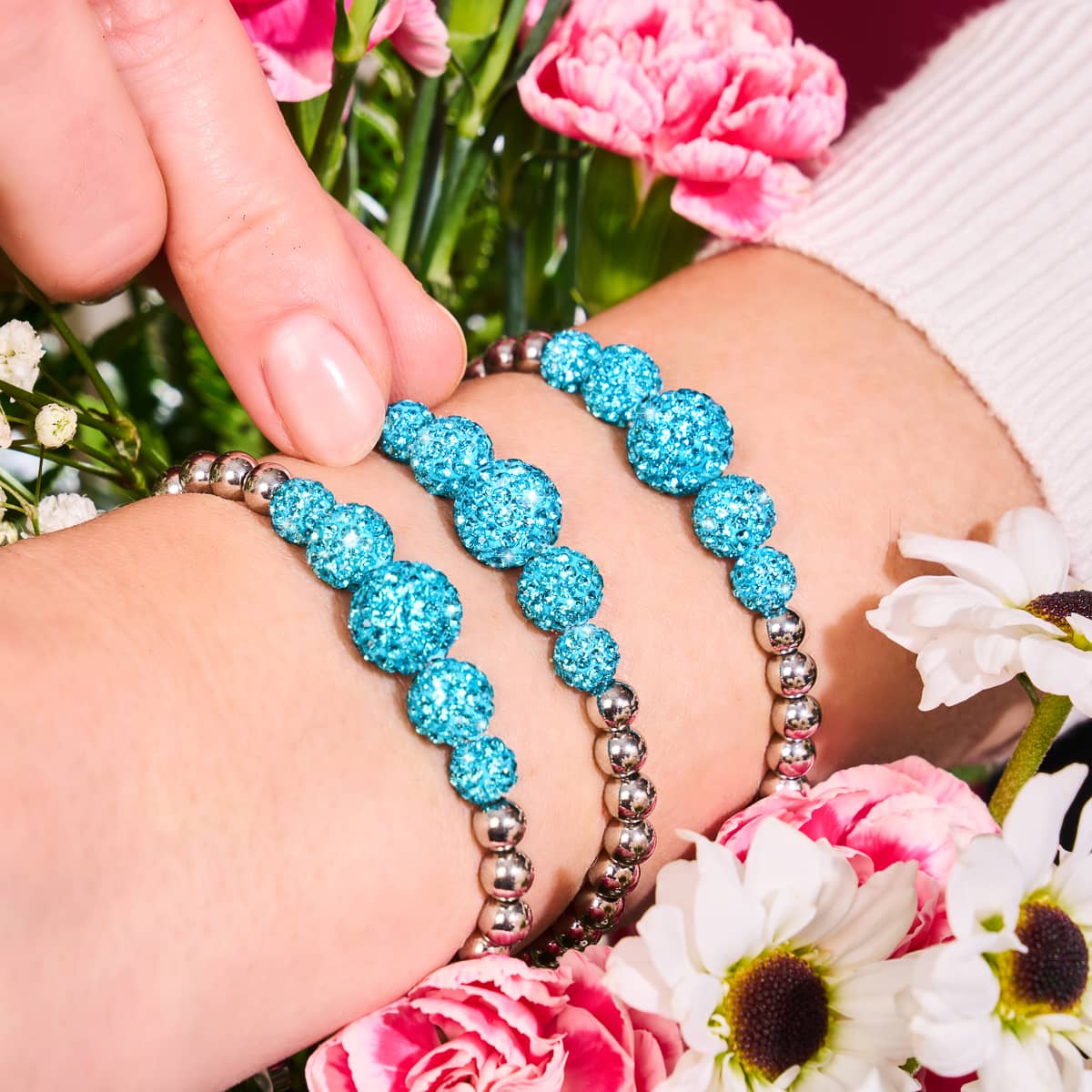 Bracelet Kikiballa en cascade de cristal bleu Fidji