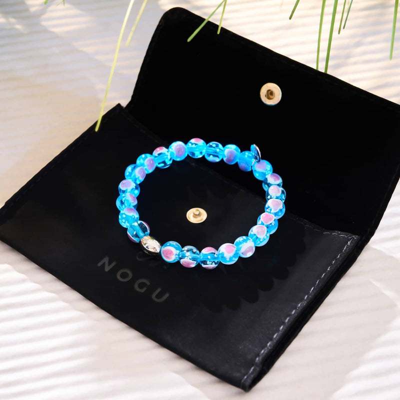 Bracelet Love en verre Firefly en argent sterling 925 bleu x rose