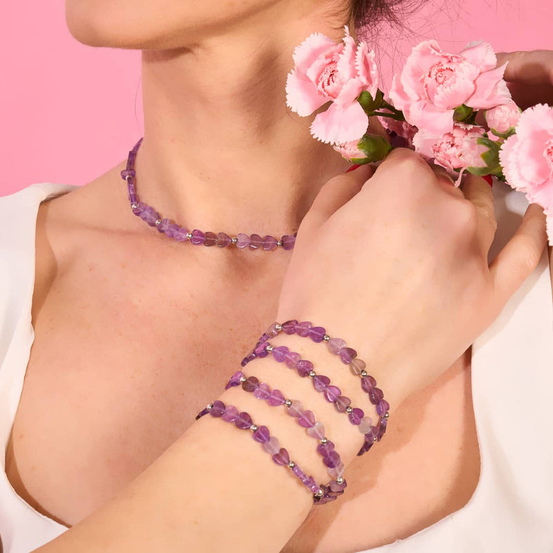 Améthyste | Argent sterling 925 | Enveloppement en forme de cœur