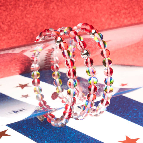 Bracelet en perles de verre Mars Red | Argent | Galaxie