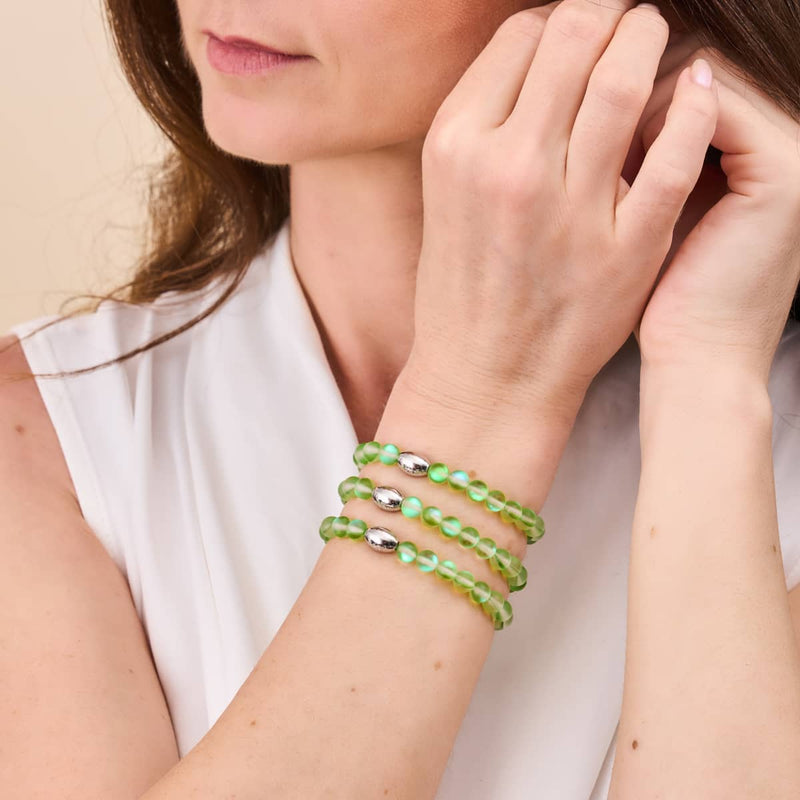 Émeraude | Argent sterling .925 | Bracelet de perles de verre sirène