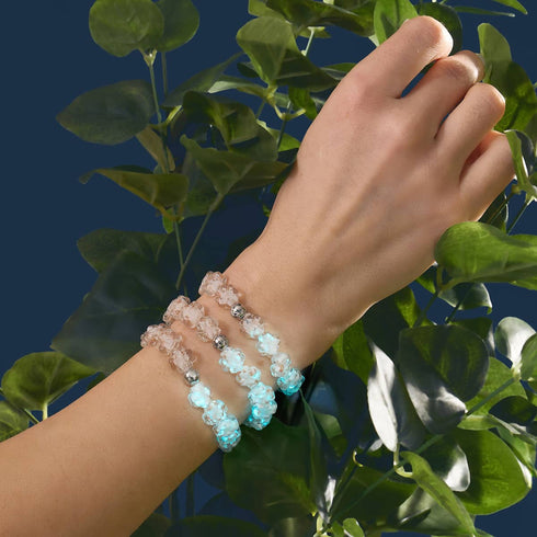 Ivoire | Argent | Bracelet trèfle en verre Firefly