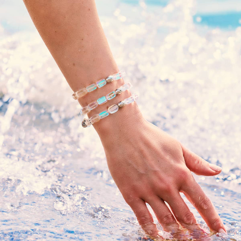 Rainbow Supernova | .925 Sterling Silver | Galaxy Glass Pebble Bracelet