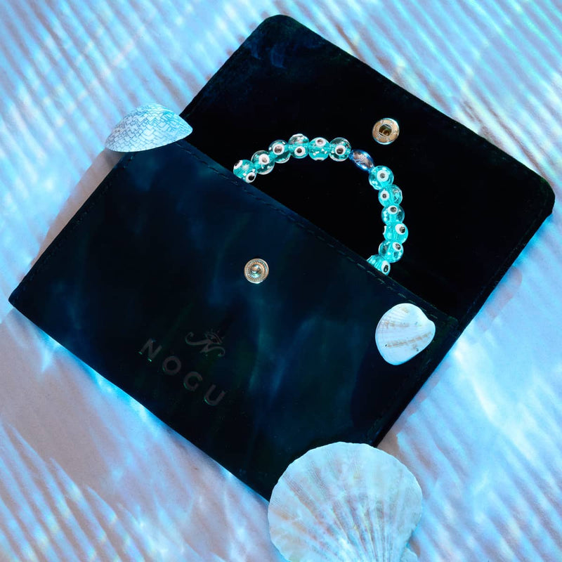 Bracelet mauvais œil en verre Firefly | Argent sterling 925 | Bleu sarcelle