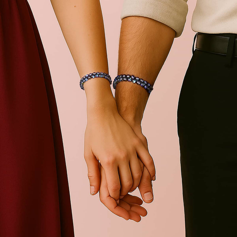 Gris | Argent | Bracelet Verre Double Sirène