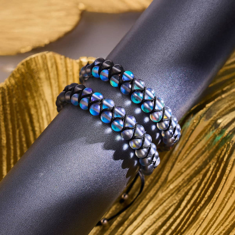 Gris | Argent | Bracelet Verre Double Sirène