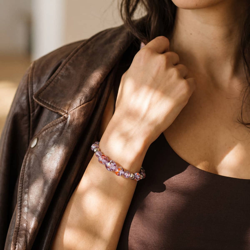 Purple Firefly Glass Confetti Bracelet