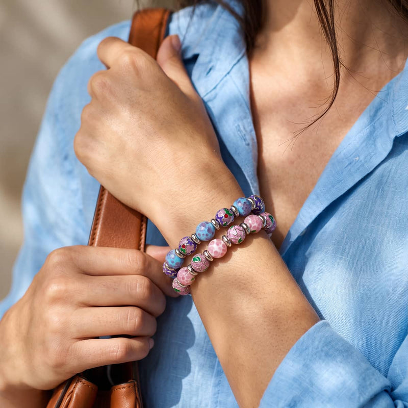Amara Bloom Enamel x Silver Bracelet 2 Set