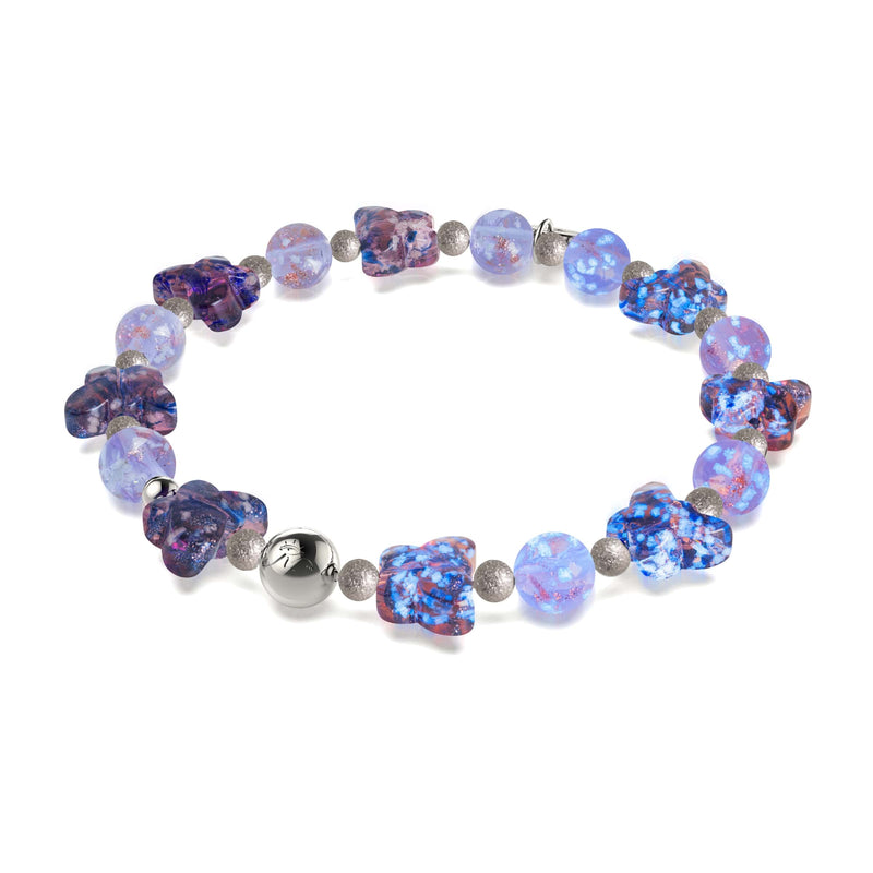 Veloura | Firefly Glass Butterfly Bracelet & Hammered Silver Bracelet