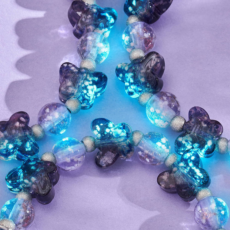 Veloura | Firefly Glass Butterfly Bracelet & Hammered Silver Bracelet
