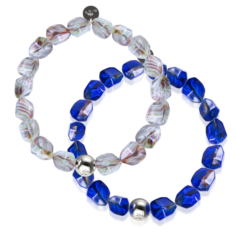 Sapphire Gem Glass Bracelet 2-Set