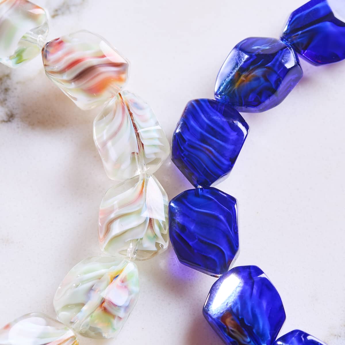 Sapphire Gem Glass Bracelet 2-Set