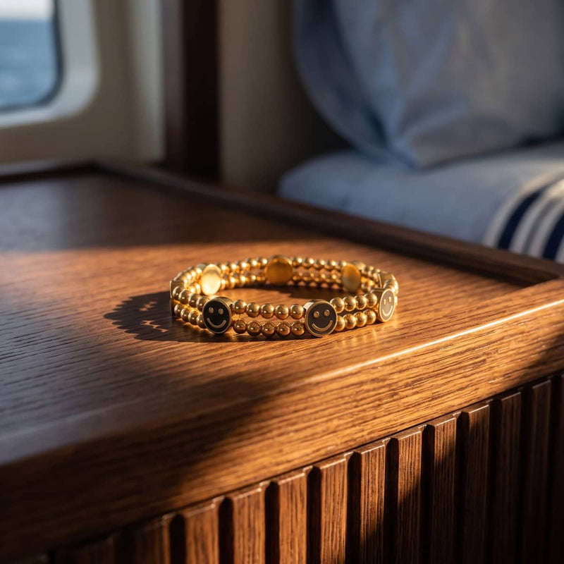 Gold x Midnight Luminous Enamel | Smile Bracelet