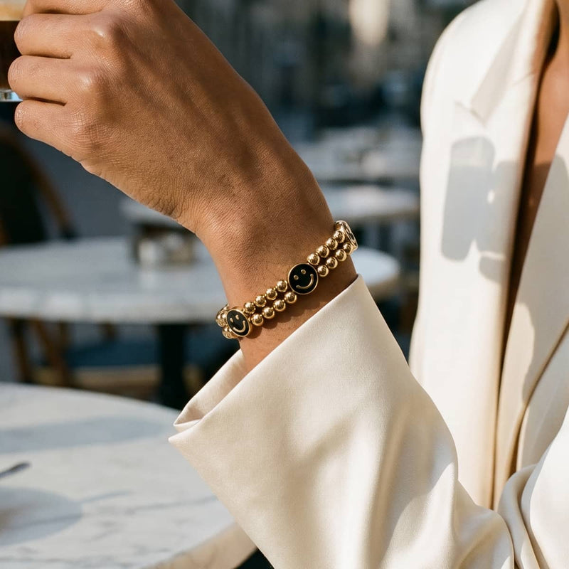 Gold x Midnight Luminous Enamel | Smile Bracelet