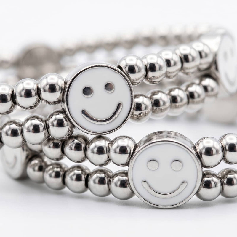 Silver x White Luminous Enamel | Smile Bracelet
