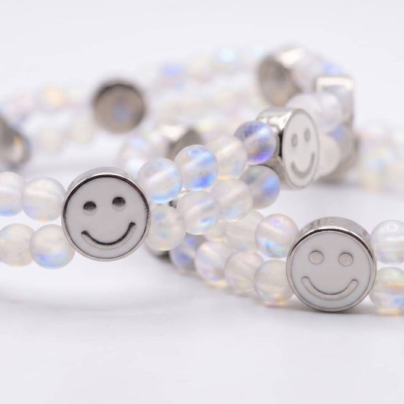 Rainbow White Mermaid Glass x White Luminous Enamel | Smile Bracelet